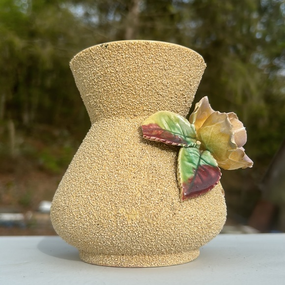 Vintage Sand Pottery 🌹 Floral Rose Bud Vase Bohemian Home Art Accent Decor - Picture 12 of 16